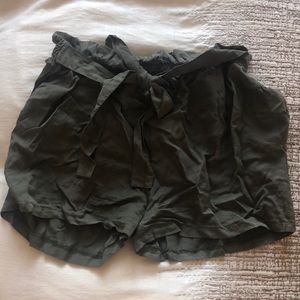 Olive Shorts with Tie